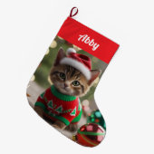 Cute Abyssinian Cat Christmas Personalized    Grote Kerstsok (Voorkant (Hangend))