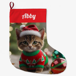 Cute Abyssinian Cat Christmas Personalized    Grote Kerstsok