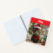 Cute Abyssinian Cat Christmas Personalized  Notitieboek (Binnen)