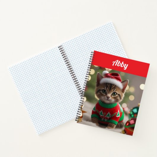 Cute Abyssinian Cat Christmas Personalized  Notitieboek (Binnen)
