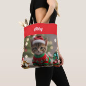 Cute Abyssinian Cat Christmas Personalized Tote Bag (Dichtbij)