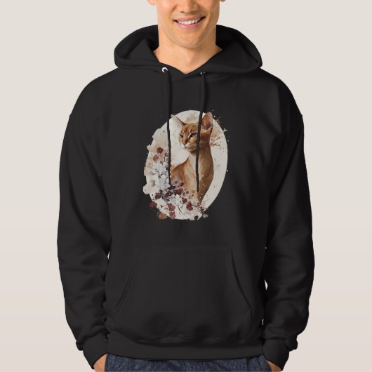 Cute Abyssinian Cat Japanese Cherry Blossom Sakura Hoodie (Voorkant)
