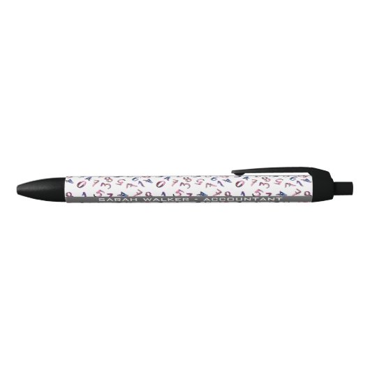 Cute Accountant Numbers Professional Personalized Zwarte Inkt Pen (Bovenkant)