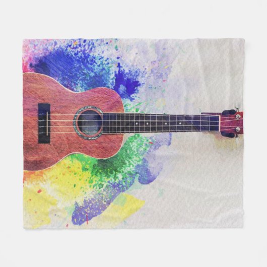 Cute Acoustic Guitar Fleece Deken (Voorkant (Horizontaal))