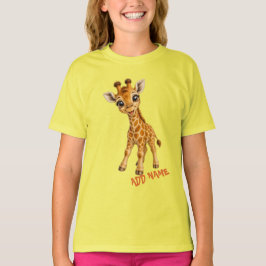 Cute Actieve Baby Dieren Collectie Giraffe Citrien T-shirt