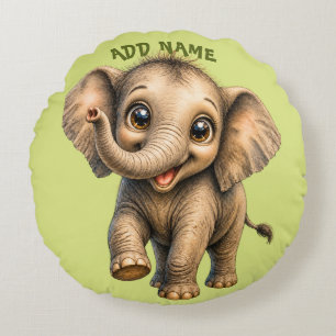 Cute Active Baby Animal collectie Olifant Groen Rond Kussen