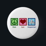 Cute Acupunction Ronde Button 5,7 Cm<br><div class="desc">Een cool acupuncturiscadeau met een  groen vredesteken,  een schattig rood hart,  en een persoon die zich door acupunctuur bezighoudt met wellness en pijnbehandeling. Peace Love Acupuncture.</div>