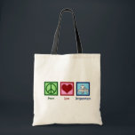 Cute Acupunction Tote Bag<br><div class="desc">Een cool acupuncturiscadeau met een  groen vredesteken,  een schattig rood hart,  en een persoon die zich door acupunctuur bezighoudt met wellness en pijnbehandeling. Peace Love Acupuncture.</div>