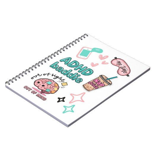 Cute ADHD Baddie Notebook  Notitieboek (Linkerzijde)