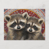 Cute Adorable Baby Raccoons Boho Briefkaart (Voorkant)