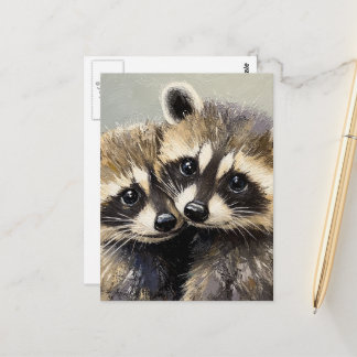 Cute Adorable Baby Raccoons Briefkaart