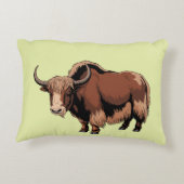 Cute & adorable brown Yak  Accent Kussen (Achterkant)