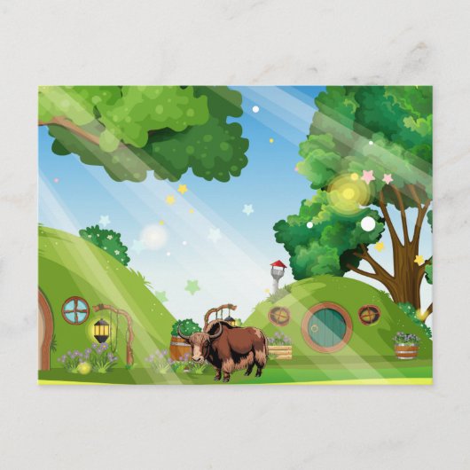 Cute & adorable brown Yak  Briefkaart (Voorkant)