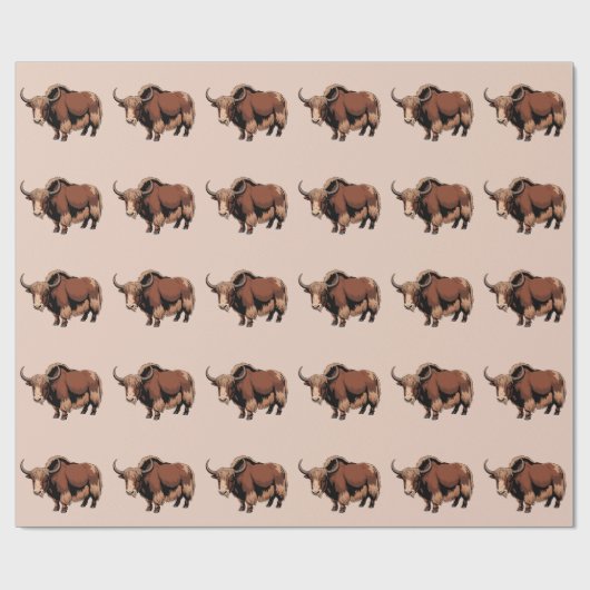 Cute & adorable brown Yak  Cadeaupapier (Vlak)