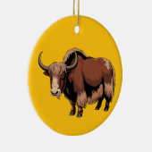 Cute & adorable brown Yak Keramisch Ornament (Rechts)
