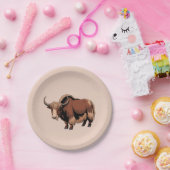 Cute & adorable brown Yak  Papieren Bordje (Feest)