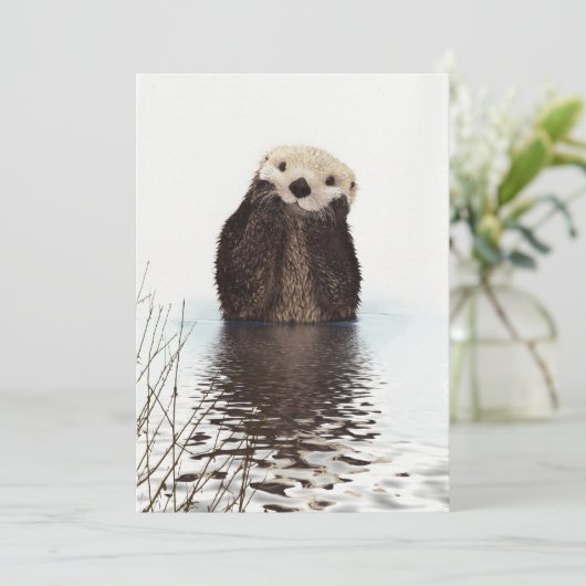 Cute Adorable Fluffy Otter Animal Kaart (Staand voorkant)