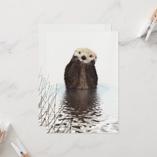 Cute Adorable Fluffy Otter Animal Kaart (Voorkant / Achterkant in situ)