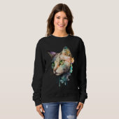 Cute adorable unique watercolor cat trui (Voorkant volledig)