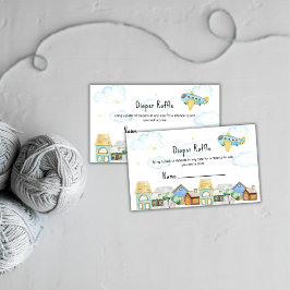 Cute Adventure Aviator Diaper Raffle Baby Shower  Informatiekaartje