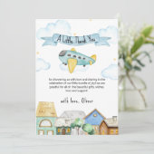 Cute Adventure Awaits Aviator Baby Shower  Bedankkaart (Staand voorkant)