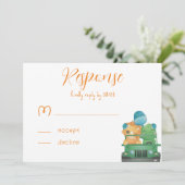 Cute Adventure Dinosauriërs Baby Shower RSVP Kaart (Staand voorkant)