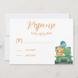 Cute Adventure Dinosauriërs Baby Shower RSVP Kaart