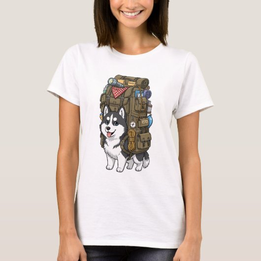 Cute Adventure Husky Dog Carrying Oversize T-shirt (Voorkant)