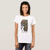 Cute Adventure Husky Dog Carrying Oversize T-shirt (Voorkant volledig)