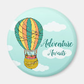 Cute Adventure wacht op vogel in Hot Air Ballon Ki Magneet (Voorkant)