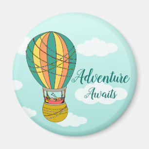 Cute Adventure wacht op vogel in Hot Air Ballon Ki Magneet