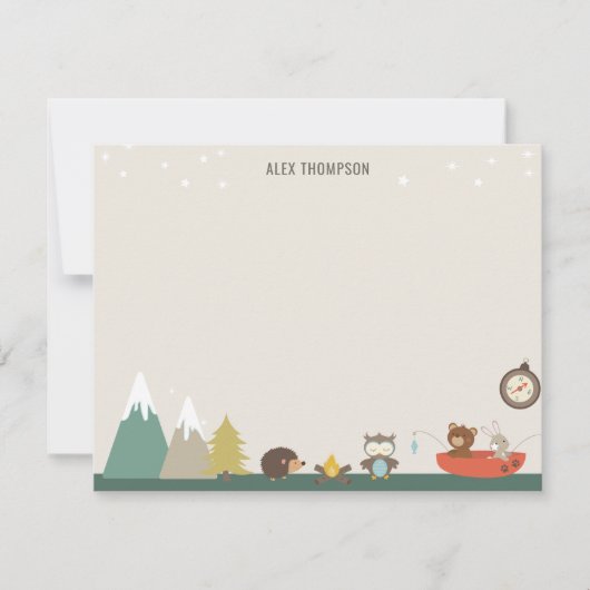 Cute Adventure Woodland Kinder Stationery Notitiekaartje (Voorkant)
