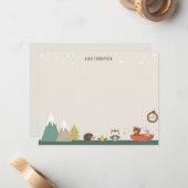 Cute Adventure Woodland Kinder Stationery Notitiekaartje (Voorkant / Achterkant in situ)