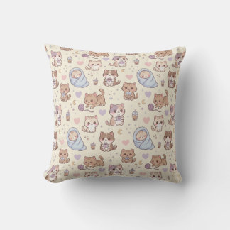 Cute Aesthetic Kitten Pattern Throw Pillow - Cozy  Kussen