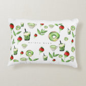 Cute Aesthetic Matcha en Fruit Worpillow Accent Kussen (Achterkant)