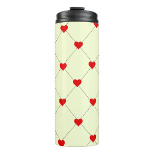 Cute Aesthetic Rode Hartjes Patroon Thermische Tum Thermosbeker