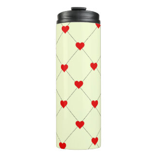 Cute Aesthetic Rode Hartjes Patroon Thermische Tum Thermosbeker