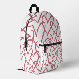 Cute Aesthetic Roze Harten Lijn Kunst Patroon Rugz Bedrukte Rugzak