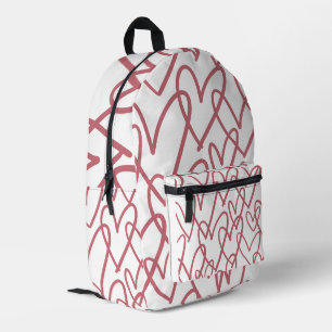 Cute Aesthetic Roze Harten Lijn Kunst Patroon Rugz Bedrukte Rugzak