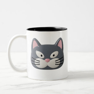 Cute Aesthetische Grijze Kattengezicht Koffiemok Tweekleurige Koffiemok