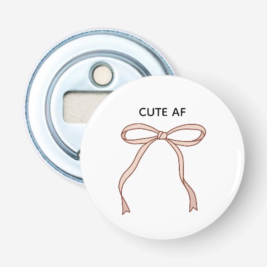 Cute AF Roze Coquette Lint Boog Button Flesopener (Voorkant)