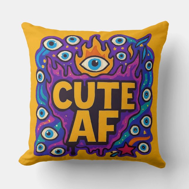 Cute AF Throw Pillow Kussen (Voorkant)