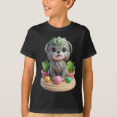 Cute Affenpinscher Succulent | 3D Grey Monkey Dog T-shirt (Voorkant)