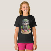 Cute Affenpinscher Succulent | 3D Grey Monkey Dog T-shirt (Voorkant volledig)