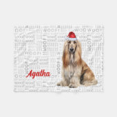 Cute Afghan Hound Dog with Name Christmas Holiday Fleece Deken (Voorkant (Horizontaal))