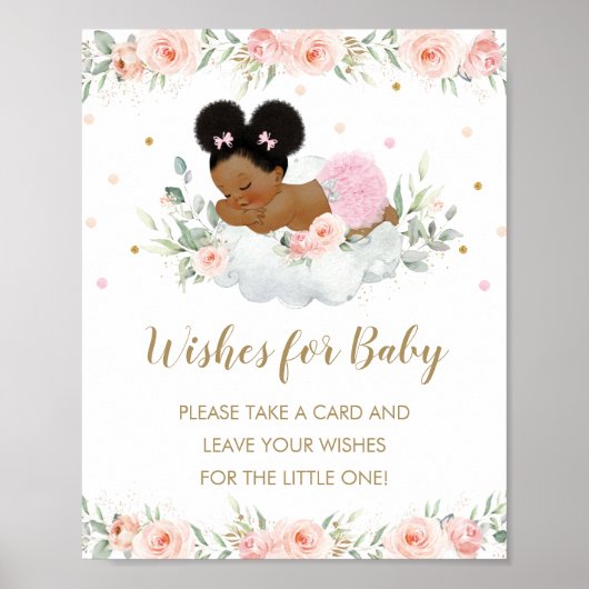 Cute African Afro Baby shower Wishes for Baby Poster (Voorkant)