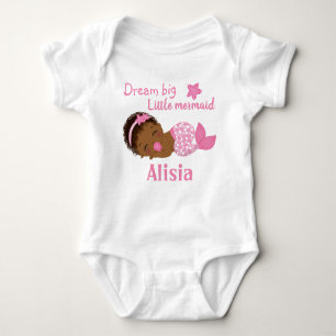 Cute African American Baby Girl Mermaid Bodysuit
