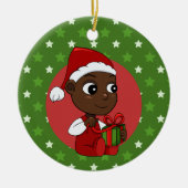 Cute African American baby met een kerstpet Keramisch Ornament (Voorkant)
