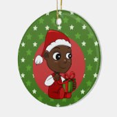 Cute African American baby met een kerstpet Keramisch Ornament (Links)