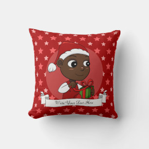 Cute African American baby met een kerstpet Kussen